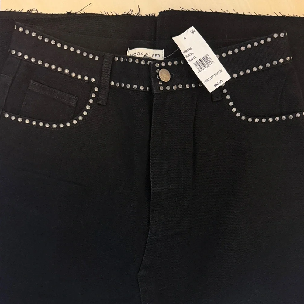 Moon River High Rise Black Studded Jeans - Picture 2 of 10